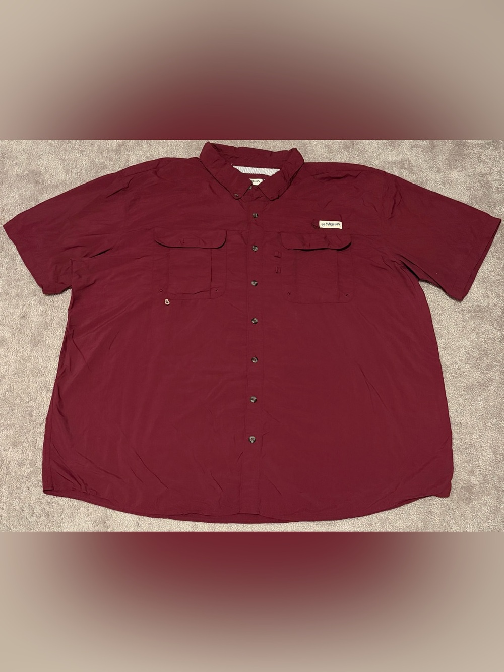 Magellan Men’s Relaxed Fit Button Down Fishing Gear Maroon Shirt Size 3XL
